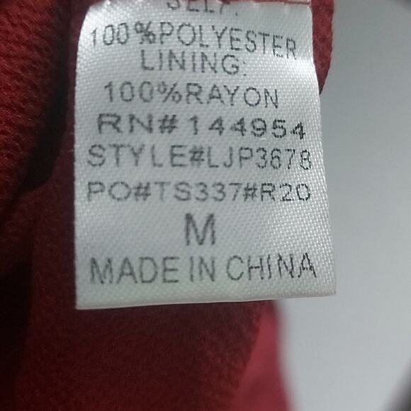 Luxxel Strapped Keyhole Front  Burgundy Wide Leg  Belted  Elastoc Jumpsuit M - Picture 12 of 13